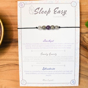 Sleep Easy Crystal Bracelet - Adjustable Silk Cord Bracelet, Natural Crystal Bead Jewellery, Healing Crystal Jewellery