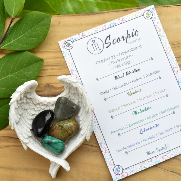 Scorpio Zodiac Crystal Set - Healing Crystals, Gemstone Gift, Zodiac Crystal Gift