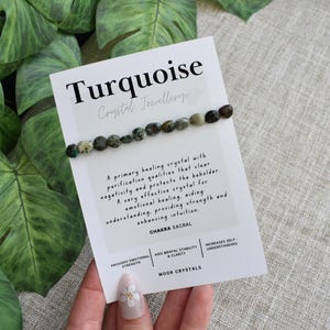 Turquoise Crystal Nugget Bracelet - Stretch Fit, Handmade With Crystal Description Card image 4