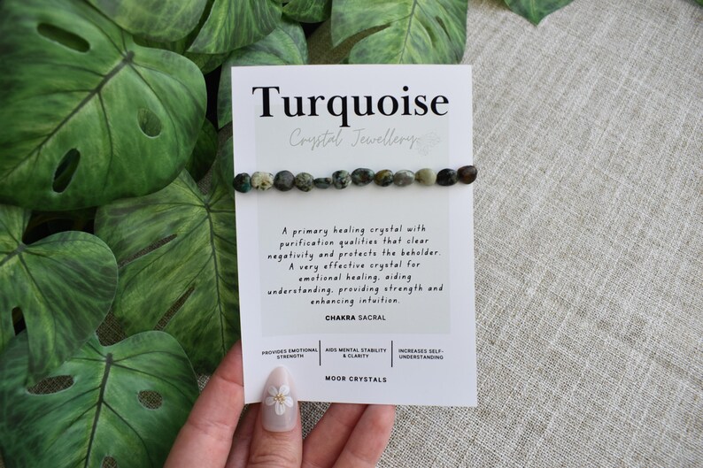 Turquoise Crystal Nugget Bracelet - Stretch Fit, Handmade With Crystal Description Card image 6