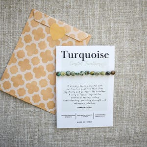 Turquoise Crystal Nugget Bracelet - Stretch Fit, Handmade With Crystal Description Card image 7