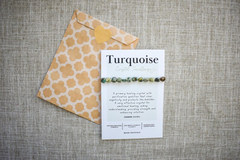 Turquoise Crystal Nugget Bracelet - Stretch Fit, Handmade With Crystal Description Card image 7