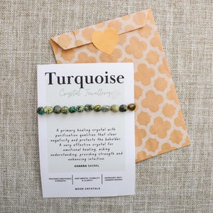 Turquoise Crystal Nugget Bracelet - Stretch Fit, Handmade With Crystal Description Card image 3