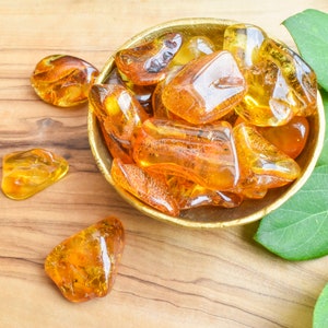 Amber Tumble Stone, Polished Amber Free Form, Positive Energy Crystal, Healing Crystal