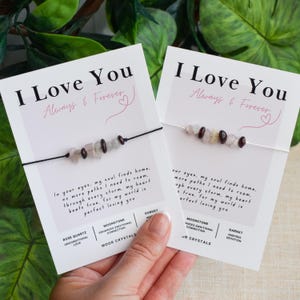 I Love You Crystal Bracelet / Anklet: 100% Silk Cord, Rose Quartz, Rhodonite & Garnet