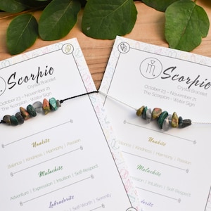 Scorpio Crystal Bracelet: Silk Cord, Unakite, Malachite, Labradorite