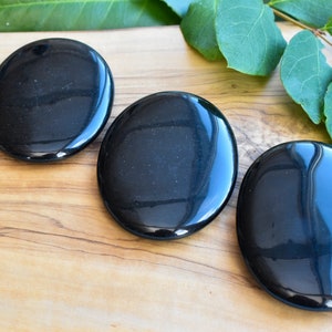 Black Obsidian Palm Stone - Large, Healing Crystals, Protection Stone