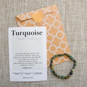 Turquoise Crystal Nugget Bracelet - Stretch Fit, Handmade With Crystal Description Card image 5