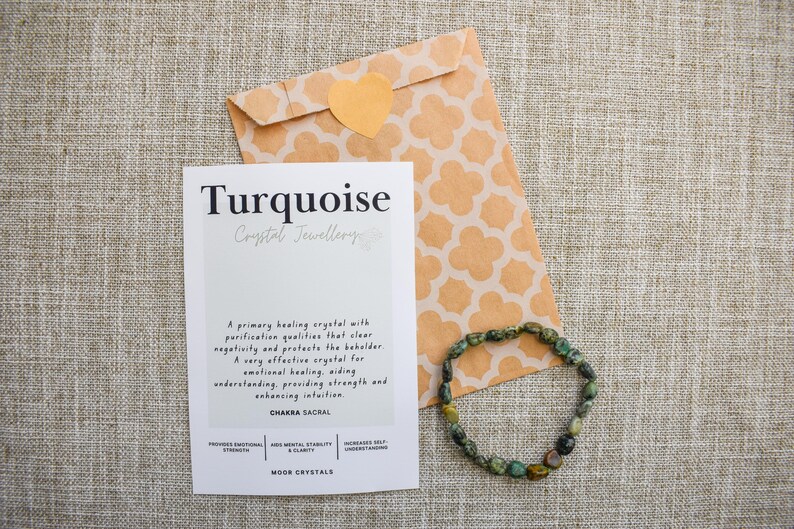 Turquoise Crystal Nugget Bracelet - Stretch Fit, Handmade With Crystal Description Card image 5