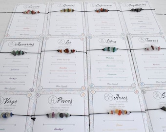 Zodiac Crystal Chip Bracelet: Silk Cord Gemstone Bracelet