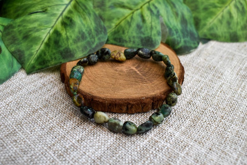 Turquoise Crystal Nugget Bracelet - Stretch Fit, Handmade With Crystal Description Card image 2