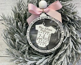 Newborn Stat Ornament 2023/2024; Baby's First Christmas Ornament; Newborn Christmas Gift; Personalized Baby Ornament; Baby Keepsake Ornament