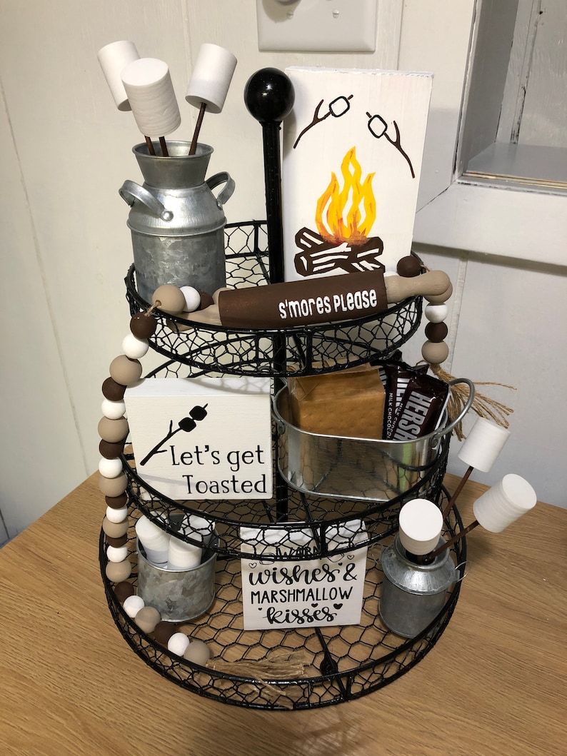 S'mores Tiered Tray Decor Summer Farmhouse Tiered Tray | Etsy