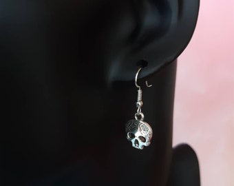 Skull Charm Earrings - fantasy, horror and goth inspired jewelry