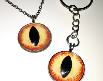 Dragon Eye Pendant Necklace and Matching Keyring. DnD, Fantasy, Dragons