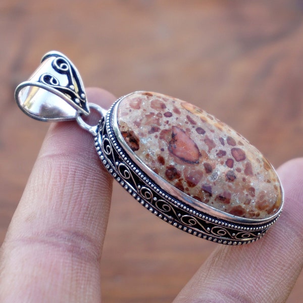 Natural Asteroid Jasper Gemstone Pendant, Silver Pendant, Vintage Style Handmade 925 Sterling Silver Plated pendant Jewelry, R501