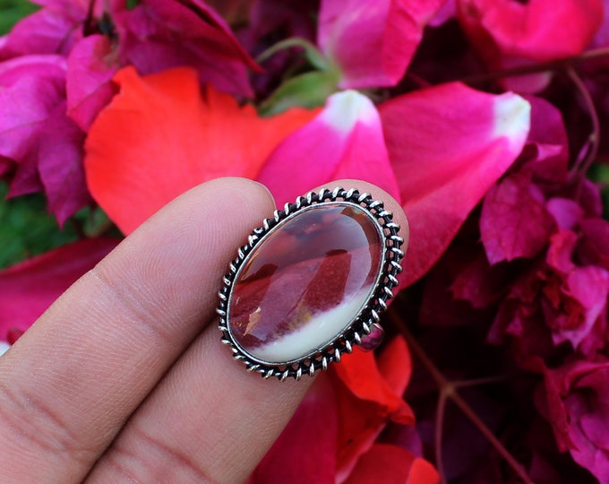 Natural Mookaite Gemstone Vintage Style Setting Handmade 925 Sterling Silver Plated Gemstone RingJewelry 1371