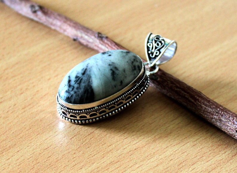 Handmade 925 Sterling Silver Plated pendant Jewelry 1005 Antique Style Natural Zebra-Jasper Gemstone