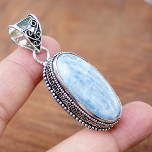 Natural Blue Rhodochrosite gemstone pendant, Vintage style Handmade 925 Sterling Silver Plated gemstone pendant Jewelry, Gift for her, M197
