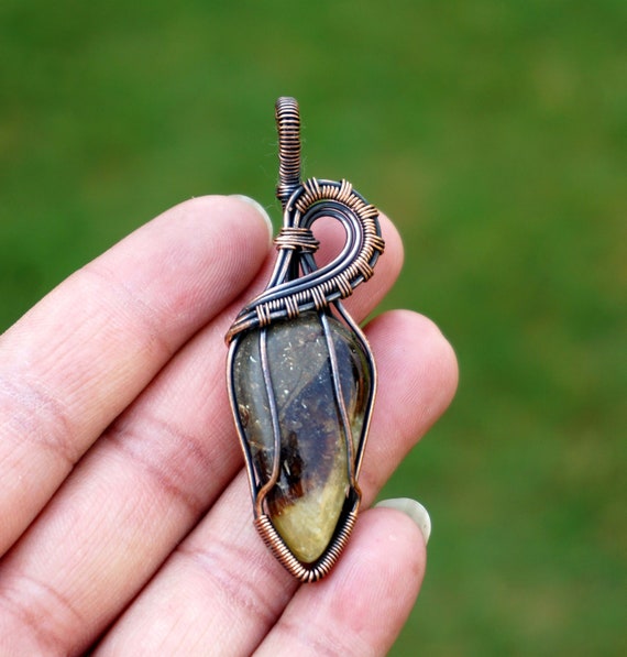 Natural Septarian Cabochon Pendant Copper Wire Wrapped Pendant Vintage Handmade Wire Wrapped Gemstone Pendant Jewelry F351 Etsy Canada