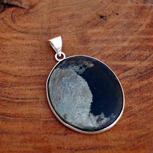 Natural Pyrite Cabochon Pendant, Vintage Style Handmade 925 Sterling Silver Plated Pendant Jewelry, Silver Pendant. Beautiful pendant. R928