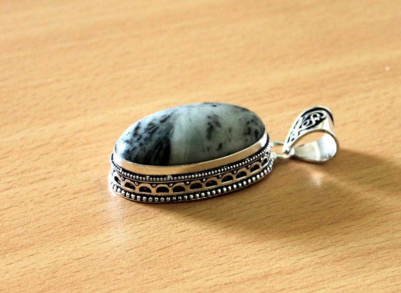 Handmade 925 Sterling Silver Plated pendant Jewelry 1005 Antique Style Natural Zebra-Jasper Gemstone