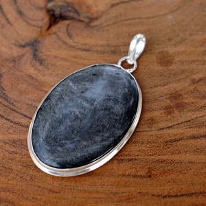 Natural Silver Obsidian cabochon Pendant, Vintae Style Handmade 925 Sterling Silver Plated pendant Jewelry, Charm pendant for her, SE614