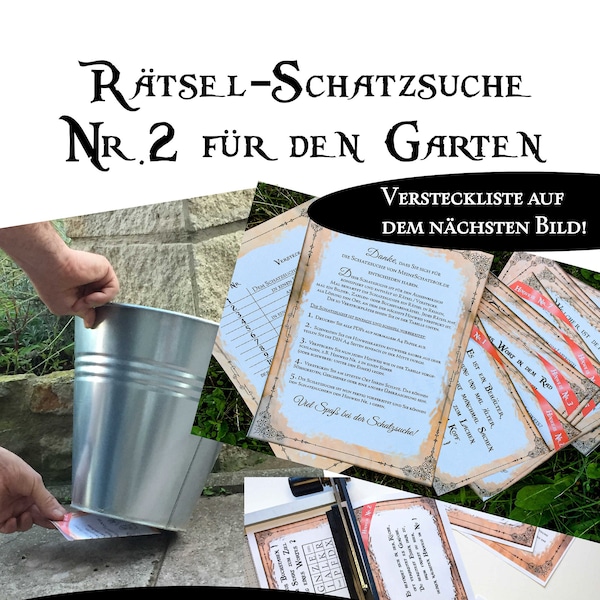 Garten-Schatzsuche Nr. 2 zum Ausdrucken für draußen Schnitzeljagd für Kindergeburtstag Outdoor Spiel