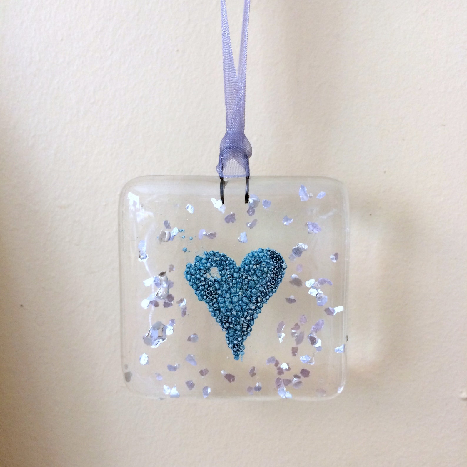 Handmade Fused Glass Heart Hanging Decoration Suncatcher Etsy Australia