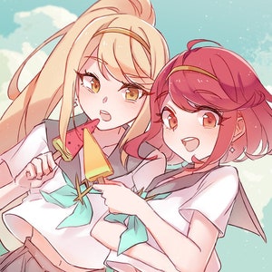Smash Summer Mythra & Pyra Print / Xenoblade Chronicles 2