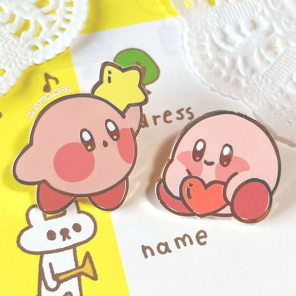 Kirby Star & Heart Hard Enamel Pins