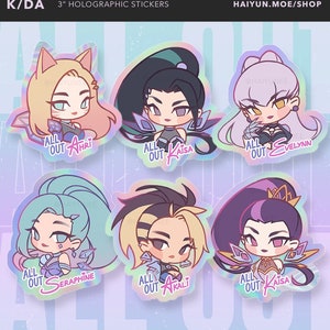 K/DA ALL OUT Holographic Stickers / K-Pop Laptop, Water Bottle Decals