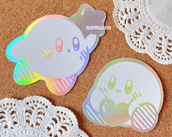 Adesivi olografici in vinile Kirby Star & Heart / Decalcomanie per bottiglie d'acqua, laptop e quaderni