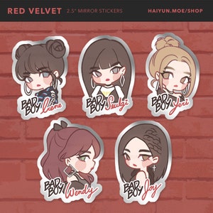 Red Velvet Bad Boy Mirror Stickers & Charms / K-Pop Laptop, Water Bottle, Lightstick Decals