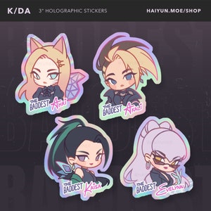 K/DA THE BADDEST Holographic Stickers / K-Pop Laptop, Water Bottle Decals