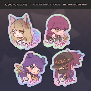 K/DA POP/STARS Holographic Stickers / K-Pop Laptop, Water Bottle Decals
