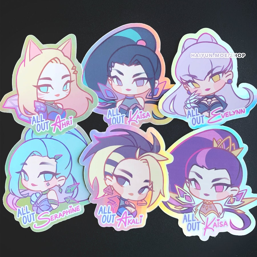 K/DA ALL OUT Holographic Stickers / K-pop Laptop, Water Bottle Decals ...
