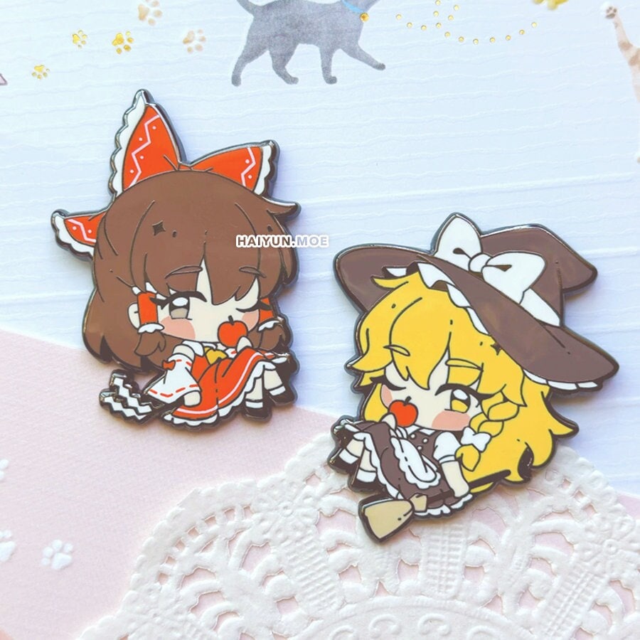 Touhou Project Bad Apple Reimu & Marisa Hard Enamel Pins