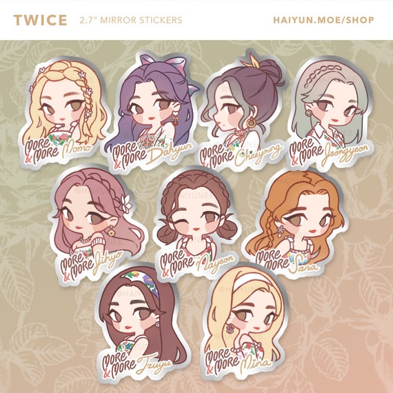 TWICE More & More Mirror Stickers / KPOP Laptop, Water Bottle