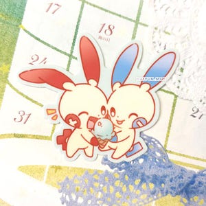 Plus Minus Bunny Summer Vinyl Sticker / Water Bottle, Laptop, Notebook Decals