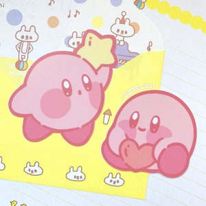 Pegatinas de vinilo con forma de estrella y corazón de Kirby / Calcomanías para botellas de agua, portátiles y cuadernos