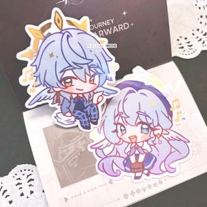 Honkai: Star Rail Academy Sunday & Robin Shiny Foil Stickers / Water Bottle, Laptop, Notebook Decals