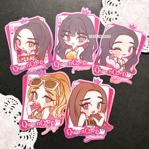 Pegatinas holográficas GIDLE Queencard / Calcomanías K-Pop para portátiles y botellas de agua