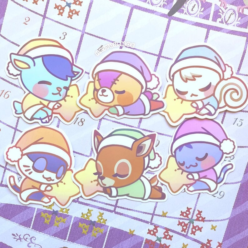 ACNH Starry Dreams Stickers / Animal Crossing Water Bottle, Laptop, Notebook, Switch Decals image 1