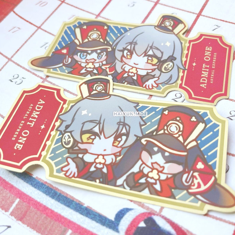 Honkai: Star Rail Astral Express Ticket Matte Gold Stickers / Water Bottle, Laptop, Notebook Decals image 2