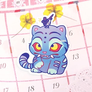 Blue Tiger & Demon Magpie Bird Holographic Sticker / KPDH Fanmerch Water Bottle, Laptop, Notebook Decals