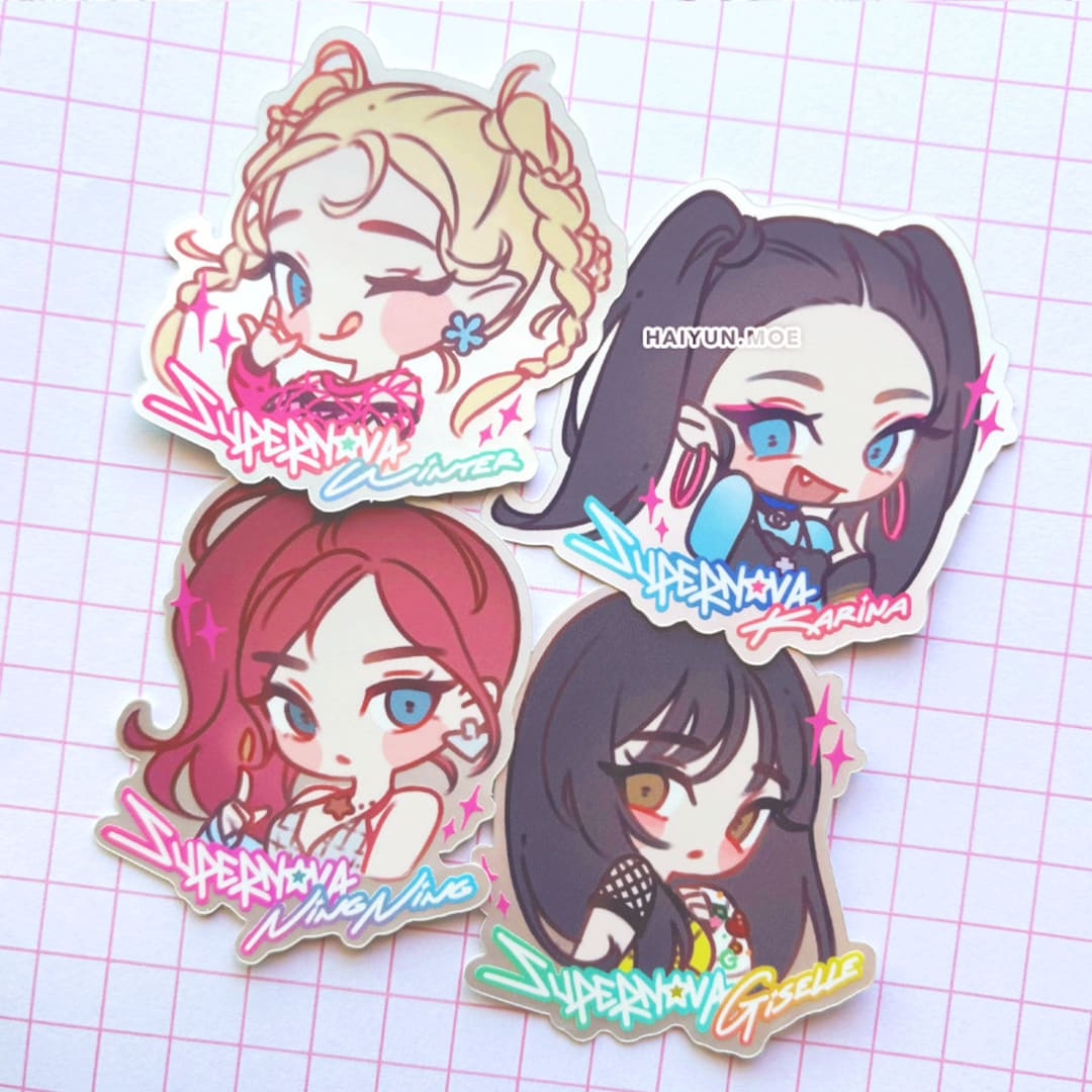 イラスト aespa DotArt Aespa Supernova ホログラフィック ステッカー / K-Pop ラップトップ