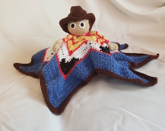 Woody Lovey, Cowboy Comfort Blanket, Security Blanket, Cuddle Buddy, Huggy