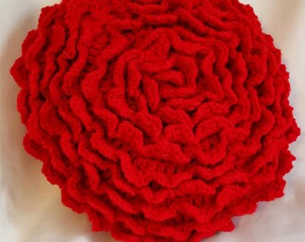 3-D Wildflower Decorative Pillows, available in red and a rainbow of colors, custom colors avlb. 13" in diameter, 4" deep