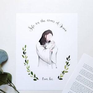 Safe in the Arms of Jesus, Print, Christ Holding Baby, Watercolor, 8×10, 5×7, Miscarriage, Infant Loss, Newborn in Jesus' Arms, Personalized